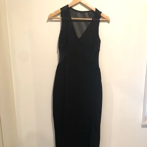 Long black dress with sheer mesh back. Size 4 from Express.